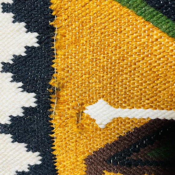 Vintage Aztec Mayan Rug Wall Hanging Mexico South American Warrior Tapestry u - Picture 3 of 3